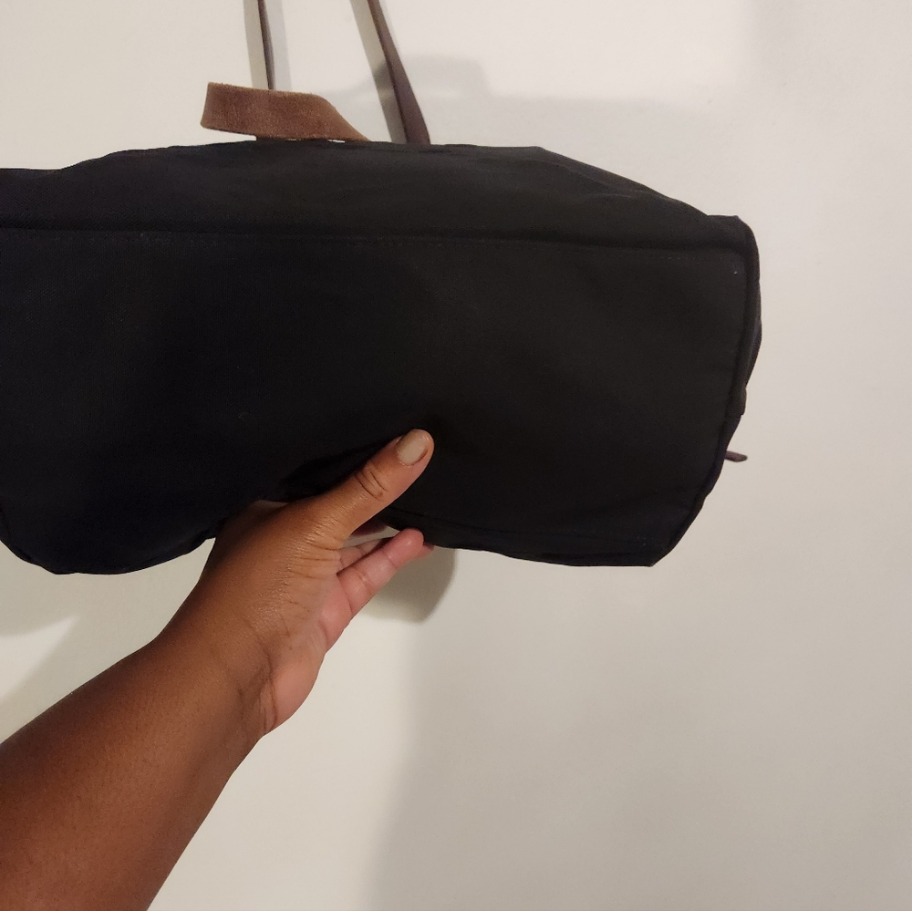 Vintage Dooney & BOURKE Black Tote Bag with Brown Leather Straps - Picture 3 of 13